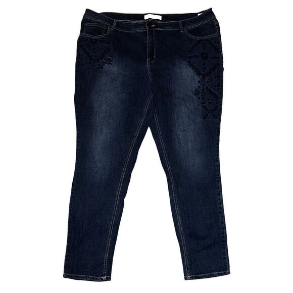 Cato Est 1946 Denim Jeans  Size 20W Womens Straight Leg Embroidered - Picture 1 of 4